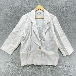Alice Stuart Ivory White Cuffed Sleeves Womens Single Button Blazer‎ Size M USA